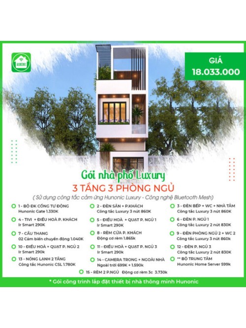 Trọn gói Nhà phố Luxury có 3 tầng 3 phòng ngủ