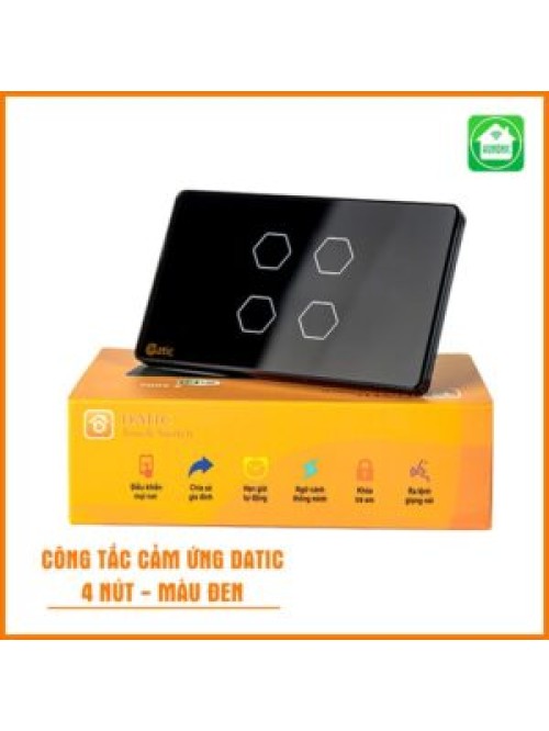 Công Tắc Cảm Ứng Datic – 4 Nút Màu Đen